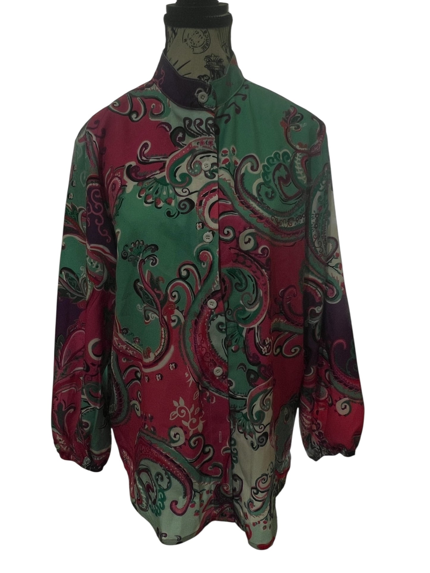 Vibrant Button Down Paisley Top