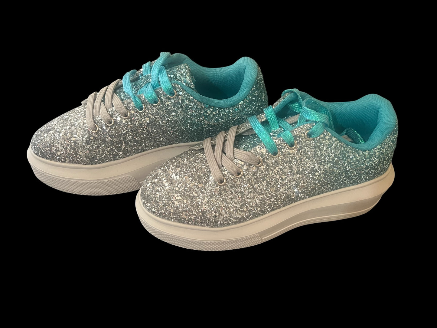 Turquoise/Silver Glitter Sneakers-Women's Size 8.5