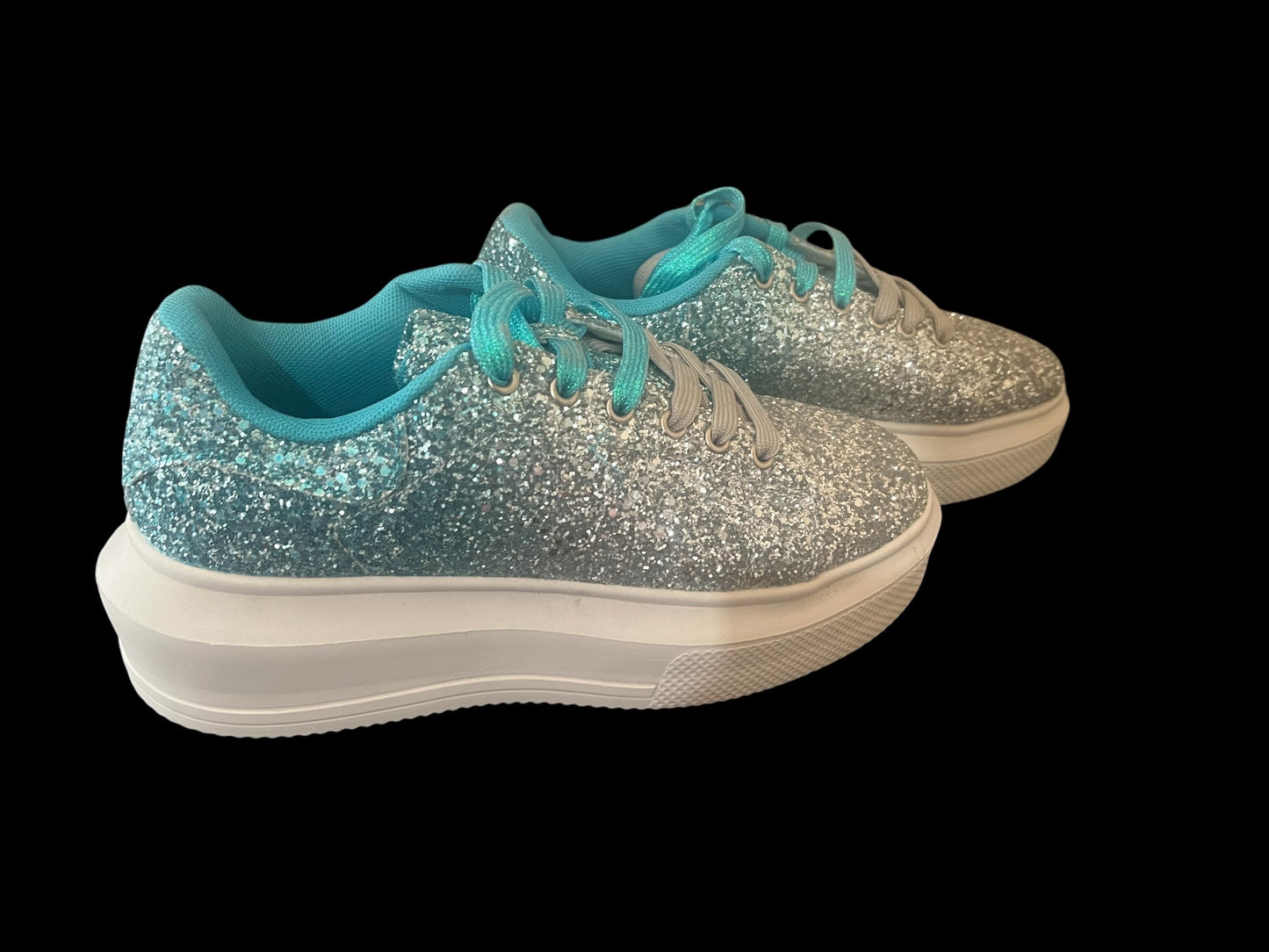 Turquoise/Silver Glitter Sneakers-Women's Size 8.5