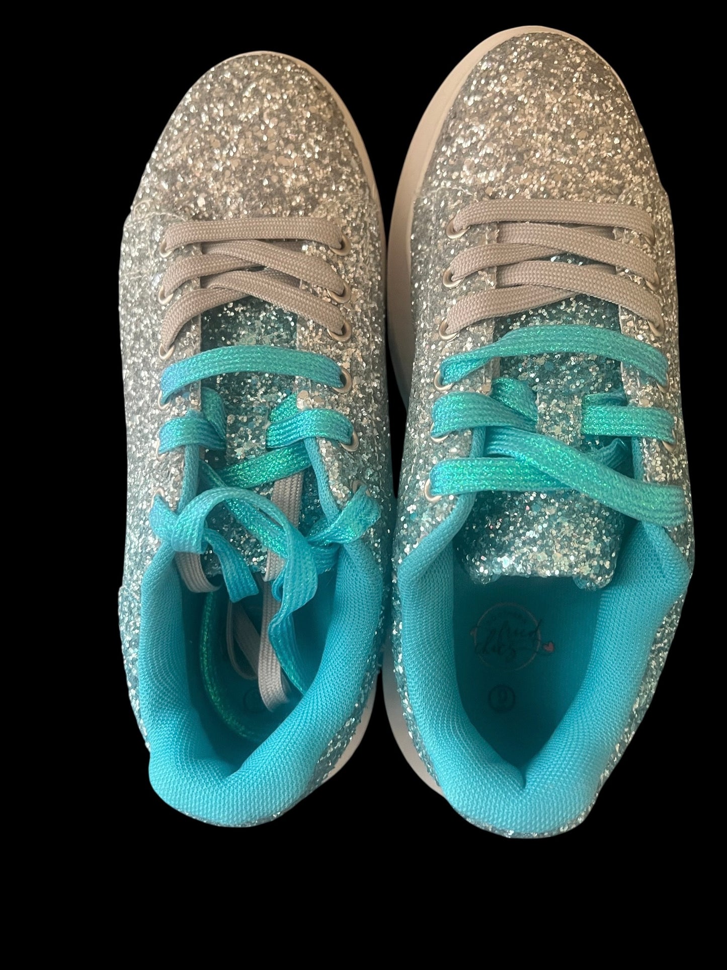 Turquoise/Silver Glitter Sneakers-Women's Size 8.5