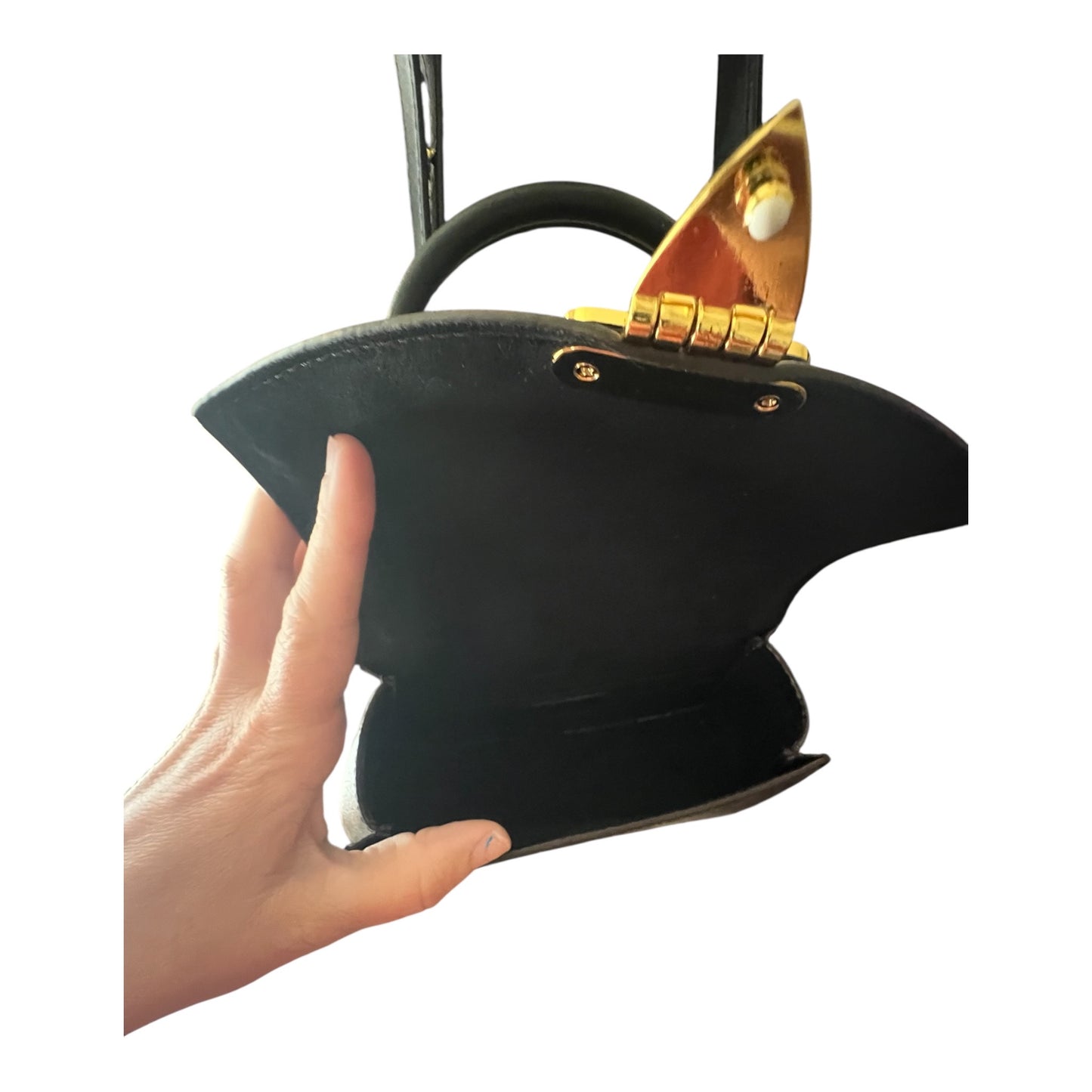 Structured Handbag with Gold Lock Detail