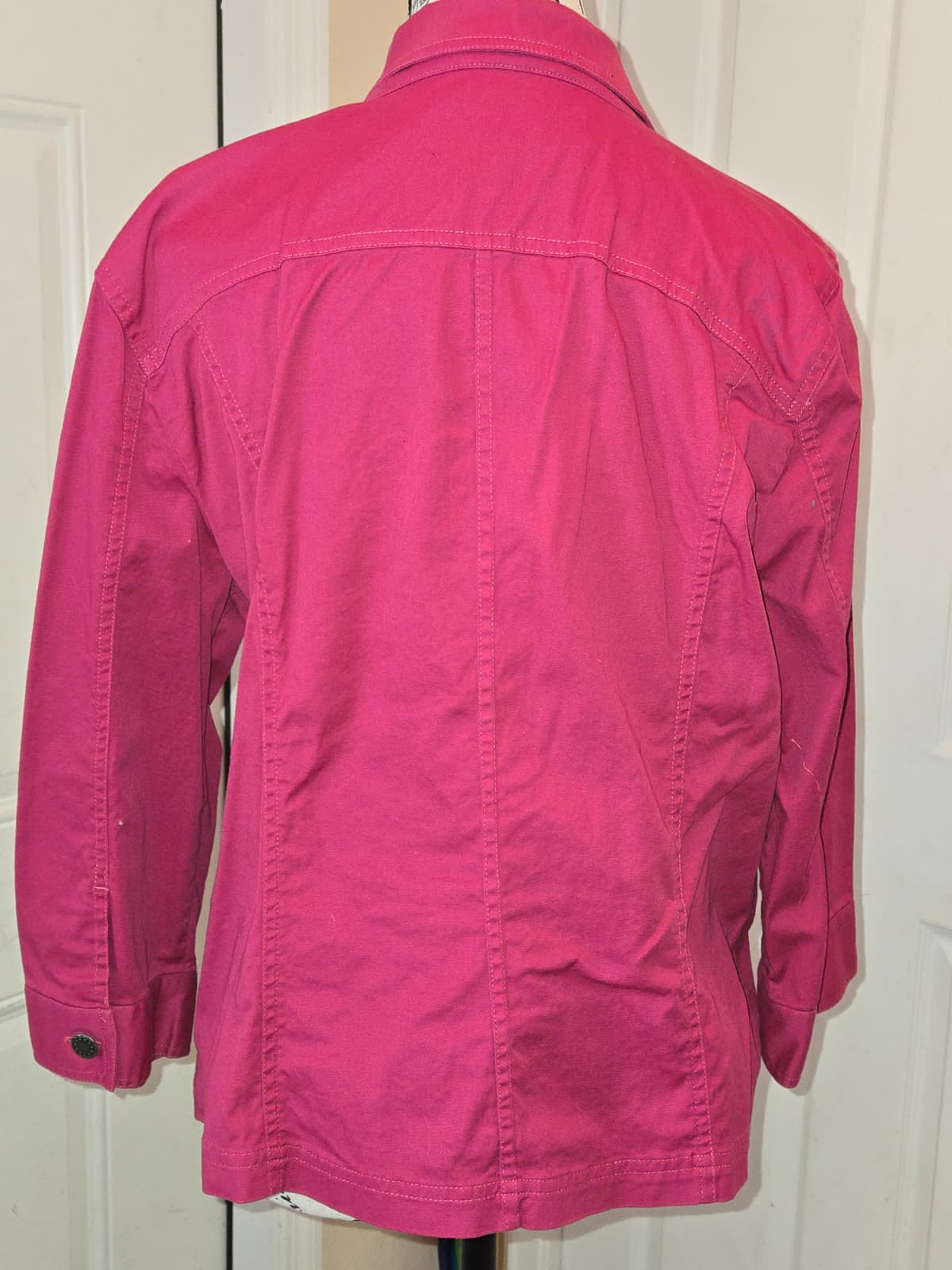 Christopher & Banks Women's Large Pink 100% Cotton Button Front Utility Jacket