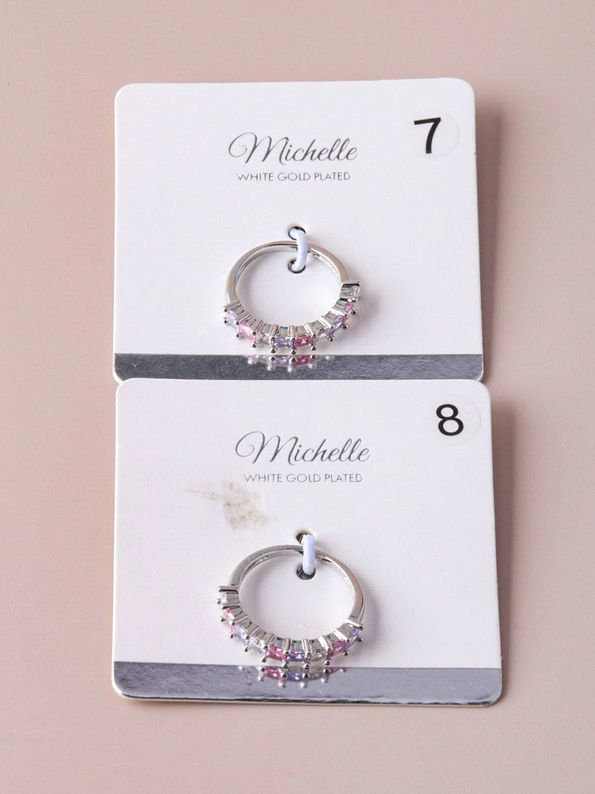 White Gold Plated Multi Color Stone Rings