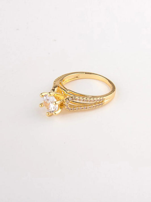 Gold Plated Single Stone Ring