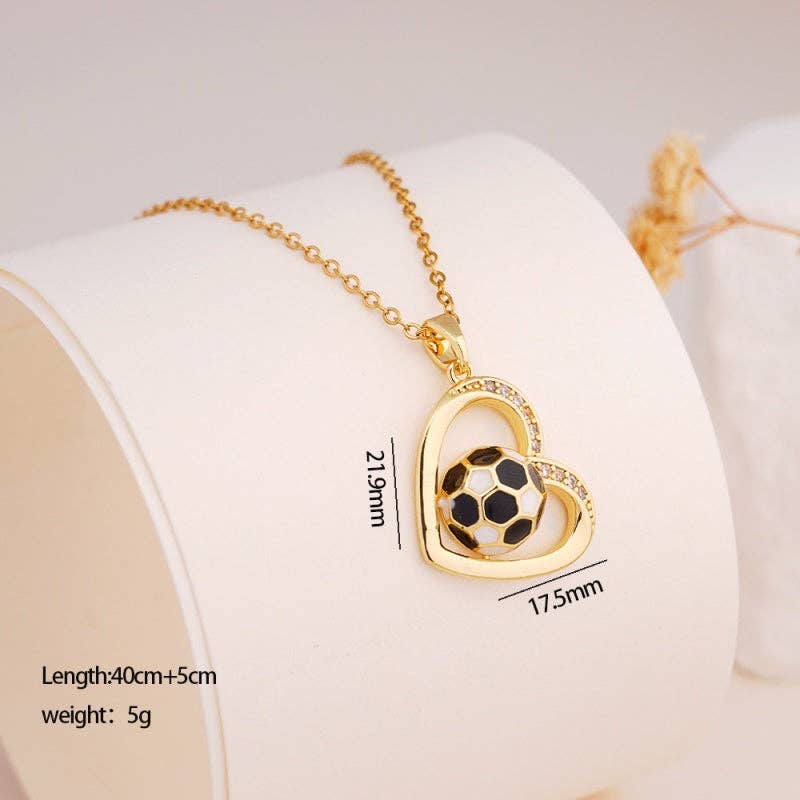 Heart Infinity Soccer Pendant Necklace in Solid Copper