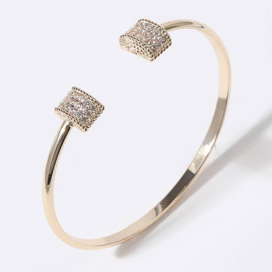 Bar Edge Gold Plated Cuff Bangle Bracelet