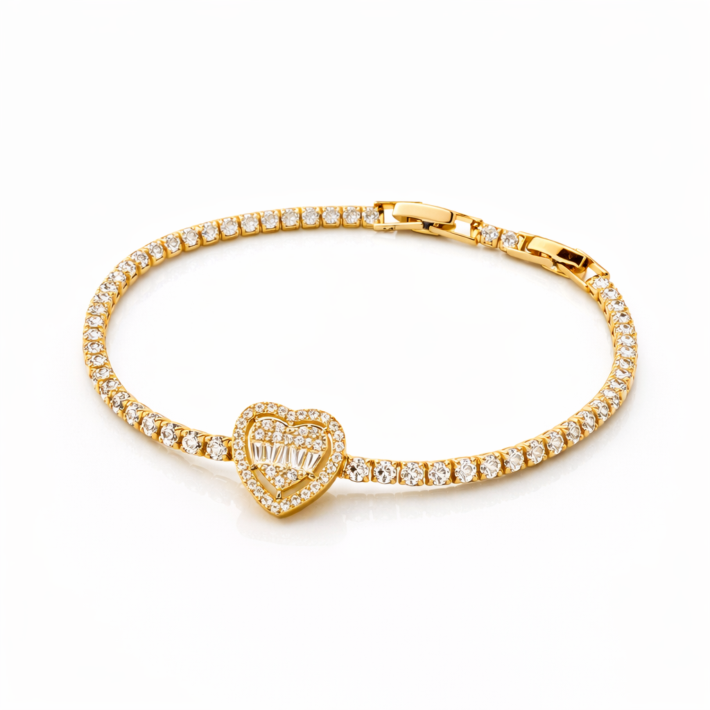 Stainless Steel Heart Bracelet – Gold & Silver
