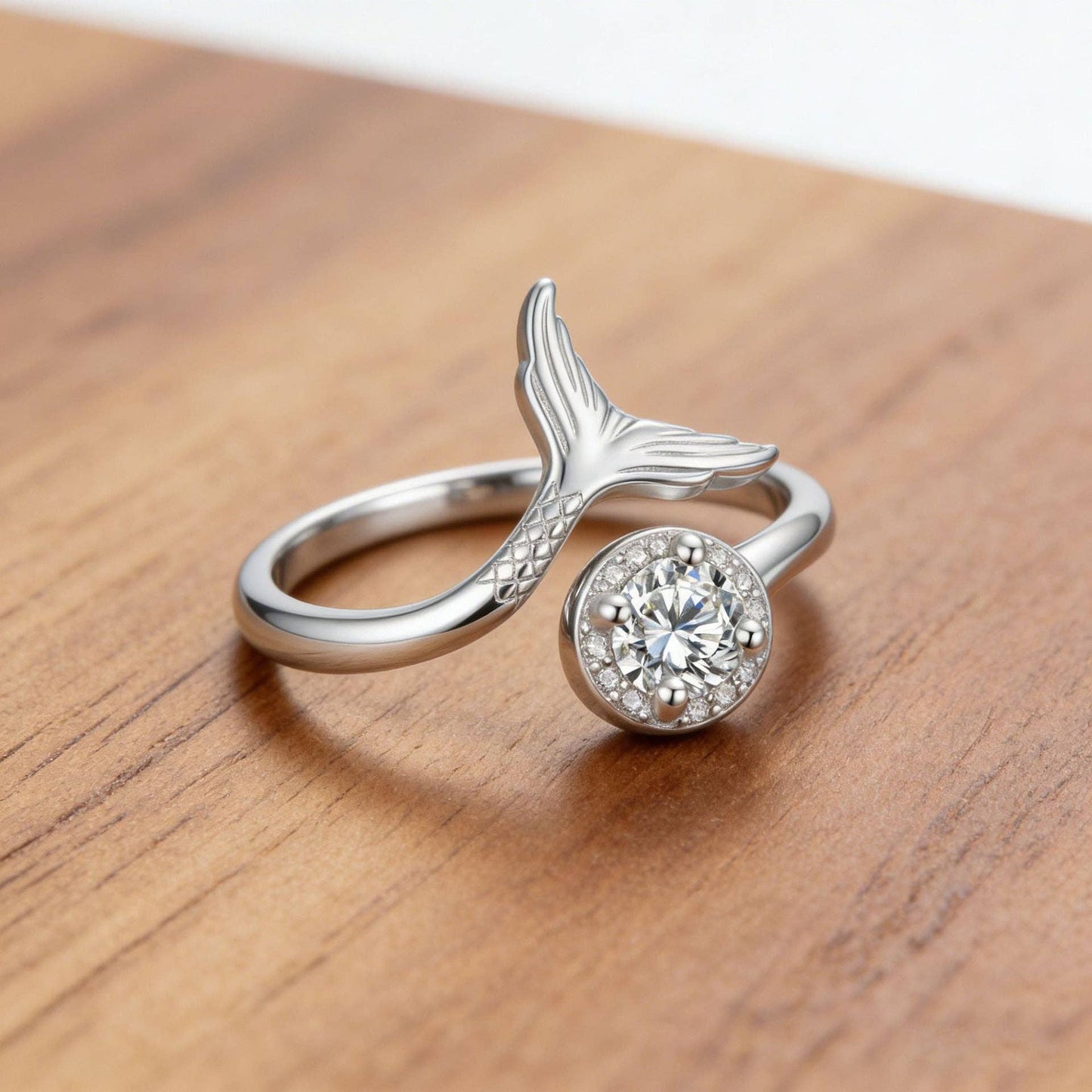 Dainty Mermaid Tail Adjsutable Ring in Solid Copper