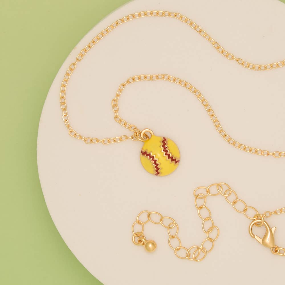 Gameday Enamel Softball Pendant Chain Necklace