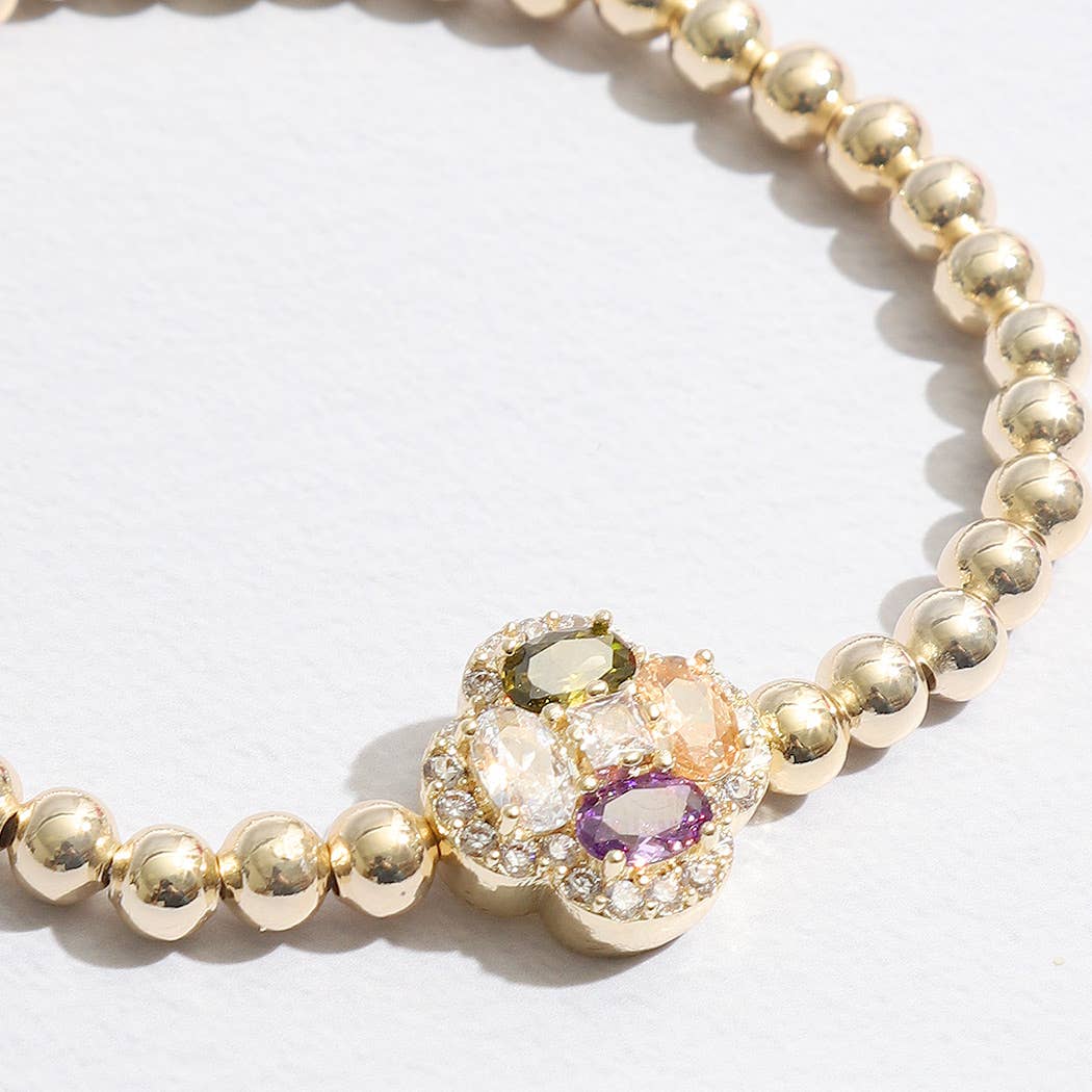 Multicolor Cross Beaded Gold Tone Bracelet