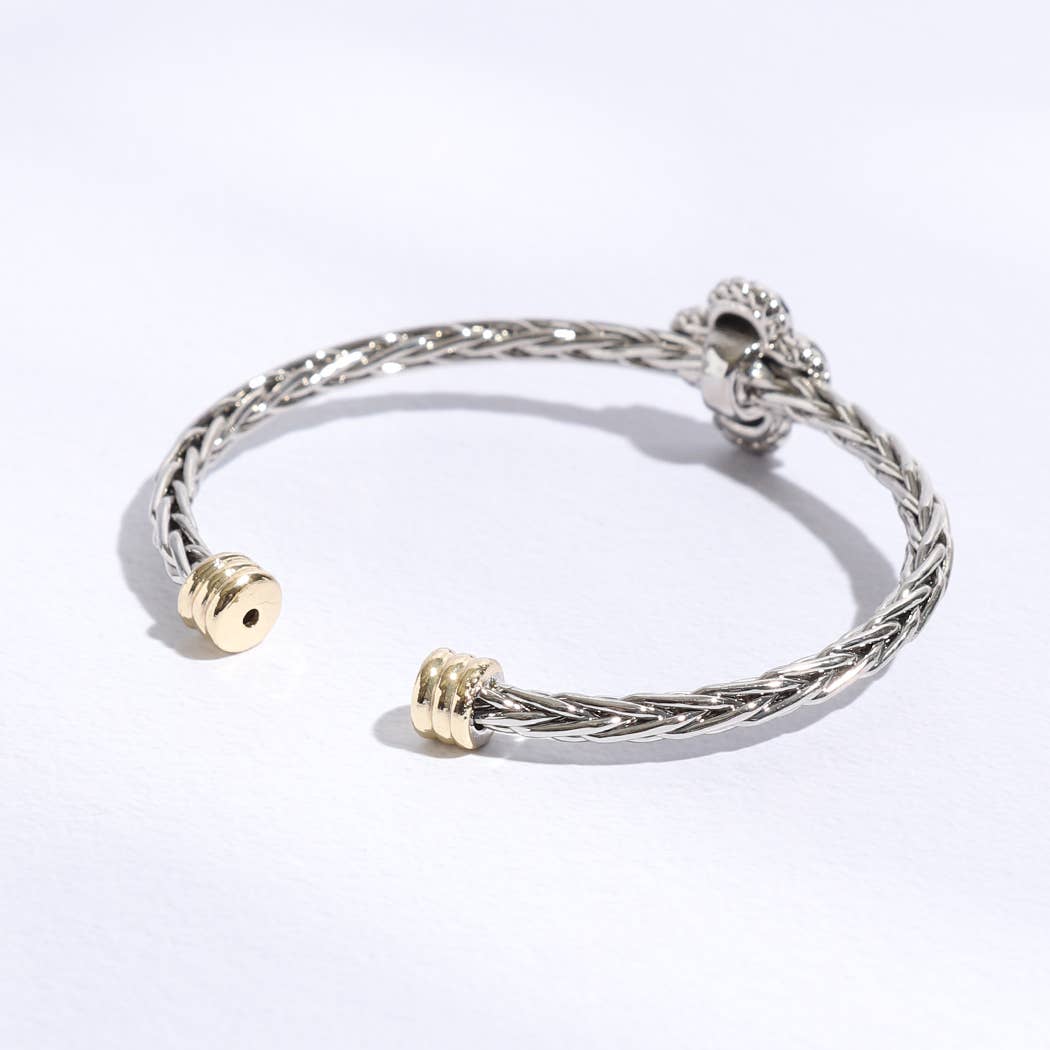 Clover Multi-Toned Twisted Cuff Bracelet