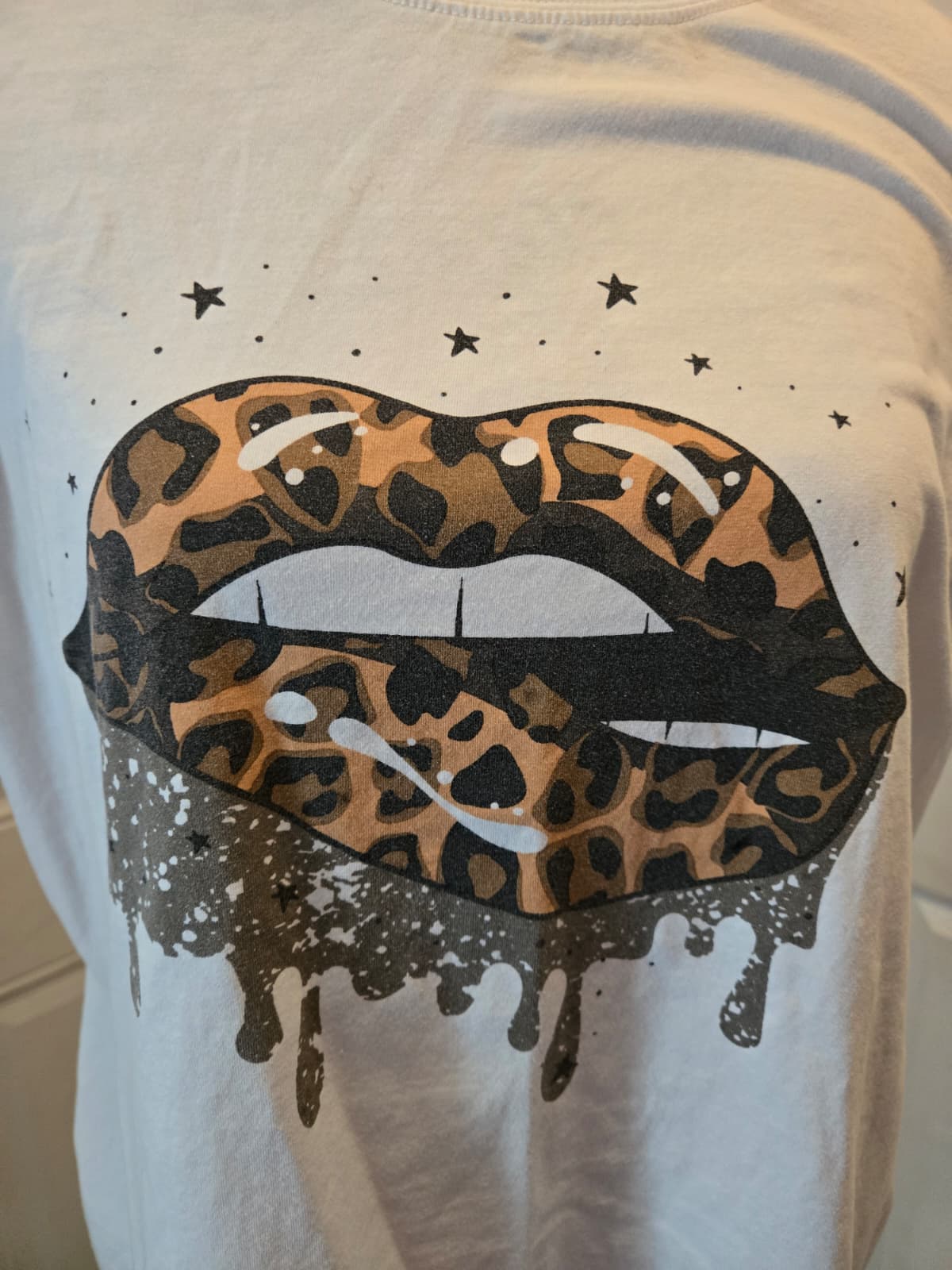 Leopard‑Print Lips Graphic Tee – Shein Curve 0XL