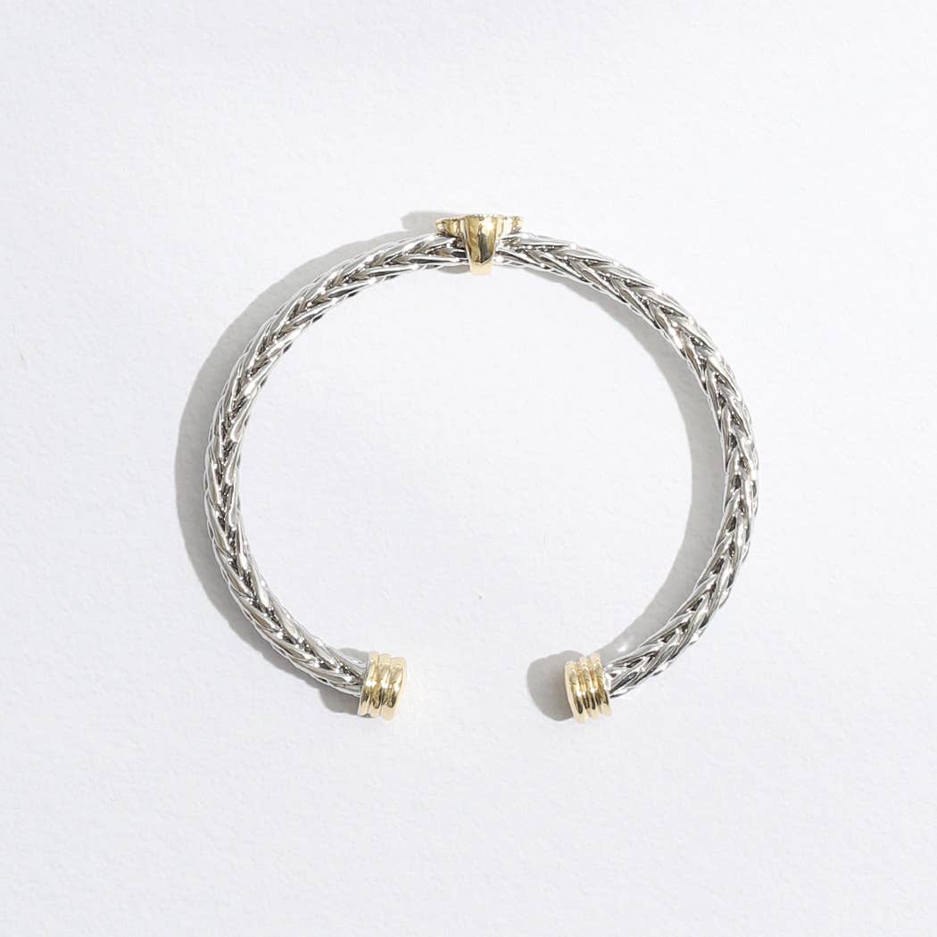 Clover Braid Bangle Two Tone Cuff Bracelet