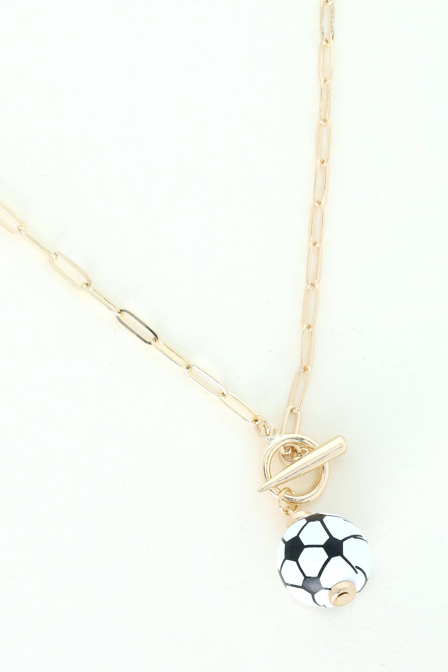 Resin Soccer Ball Pendant Toggle Paperclip Chain Necklace