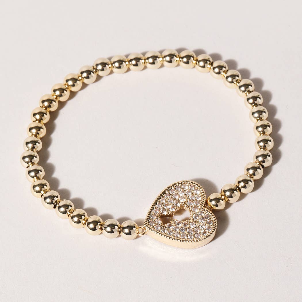 Heart Gold Beaded Bracelet