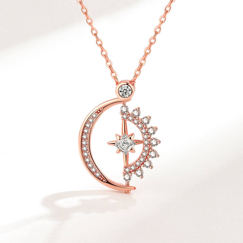 Sun Moon Star Fidget Spinner Charm Necklace in Solid Copper