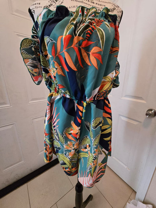 Tropical Off‑Shoulder Romper – Shein Curve OXL