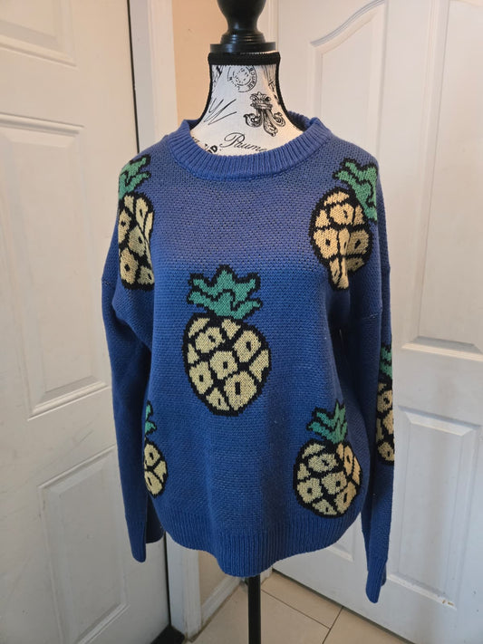 SHEIN Pineapple Print Knit Sweater – Women's Large – Never Worn