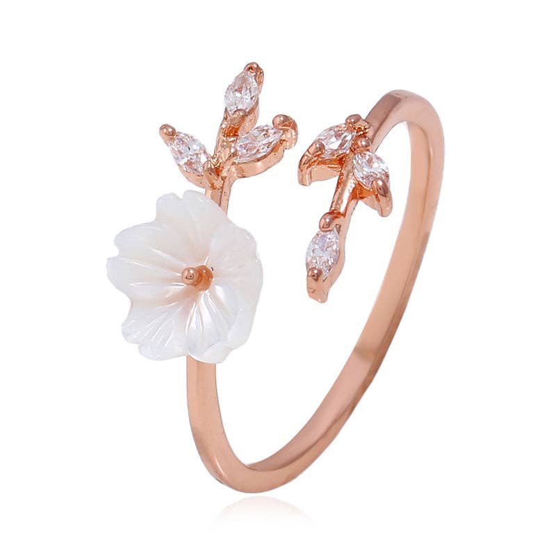 Seashell Flower Bypass Stacking Ring