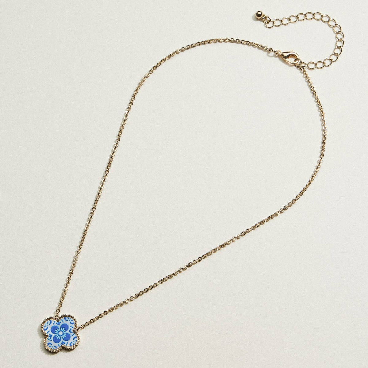 Blue Floral Pendant Necklace | Porcelain-Inspired Jewelry