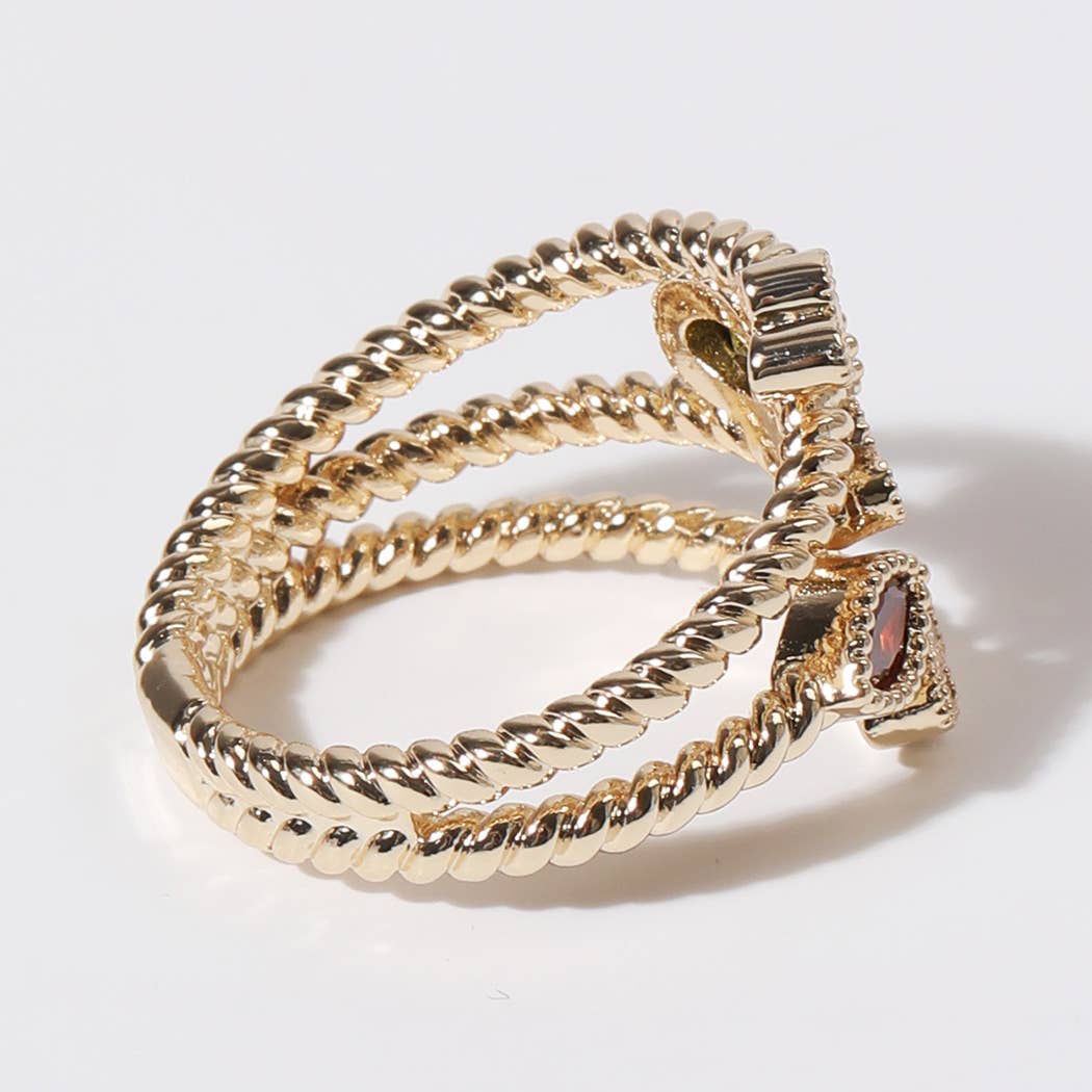 Multi Colored Floral Design Gold Plated Ring