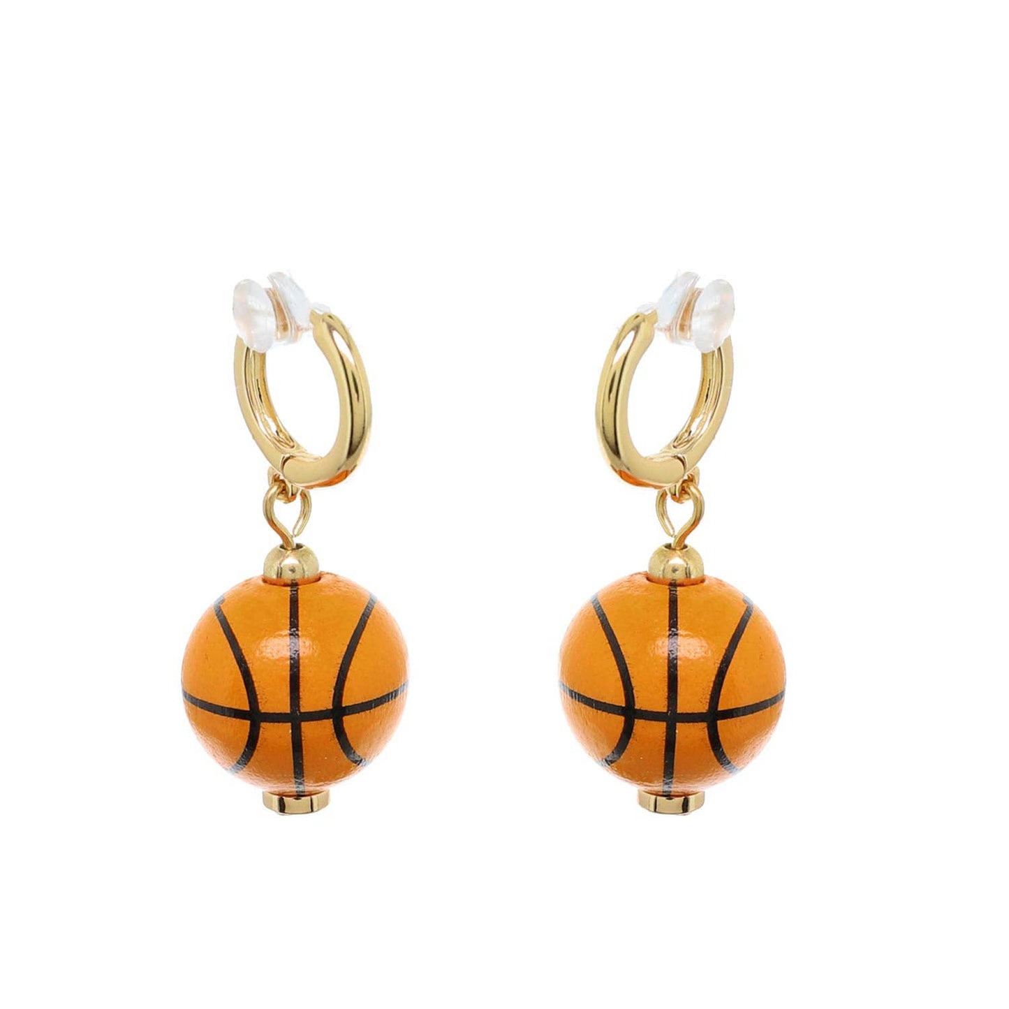 Basketball Charm Mini Hoop Dangle Earrings