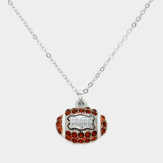Crystal Football Pendant Necklace