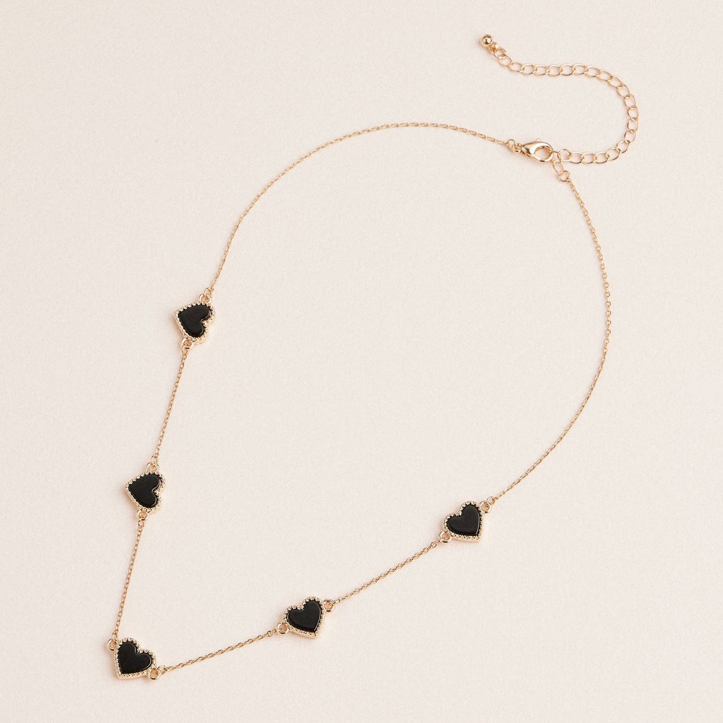 Heart Shaped Station Necklaces Gold Chain Jewelry