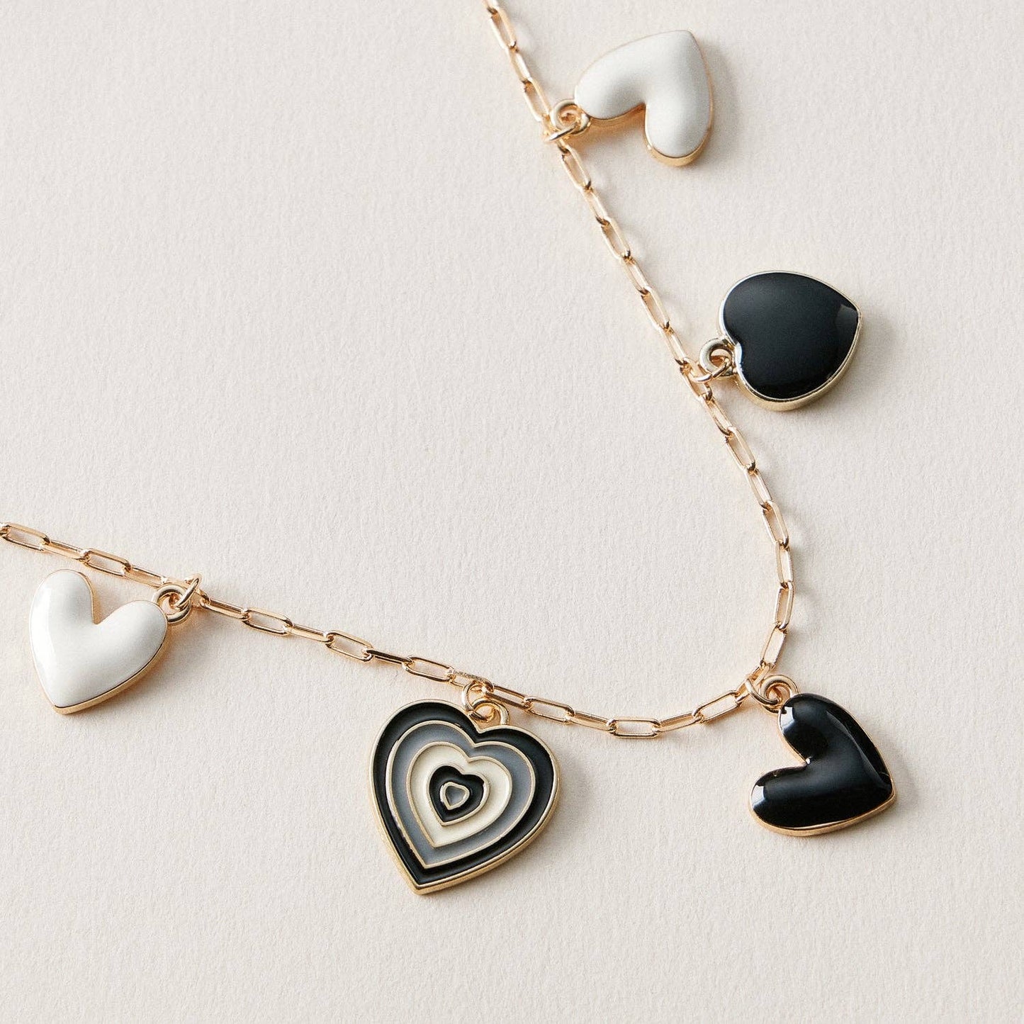 Black Heart Charm Anklet | Retro Layered Heart Chain