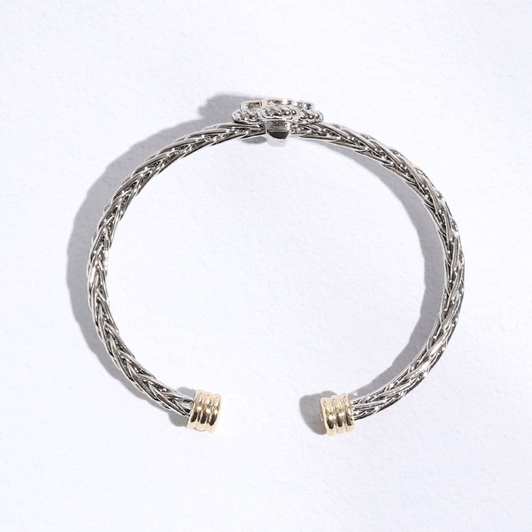 Clover Multi-Toned Twisted Cuff Bracelet