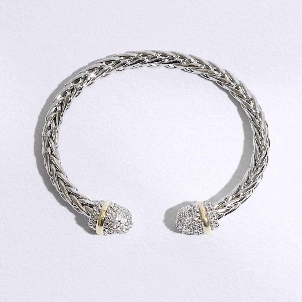 Multi-Toned Round Edge Braided Bangle Bracelet