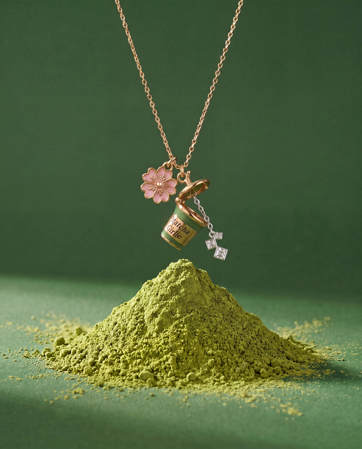 'Matcha Girlie' Locket Charm Necklace