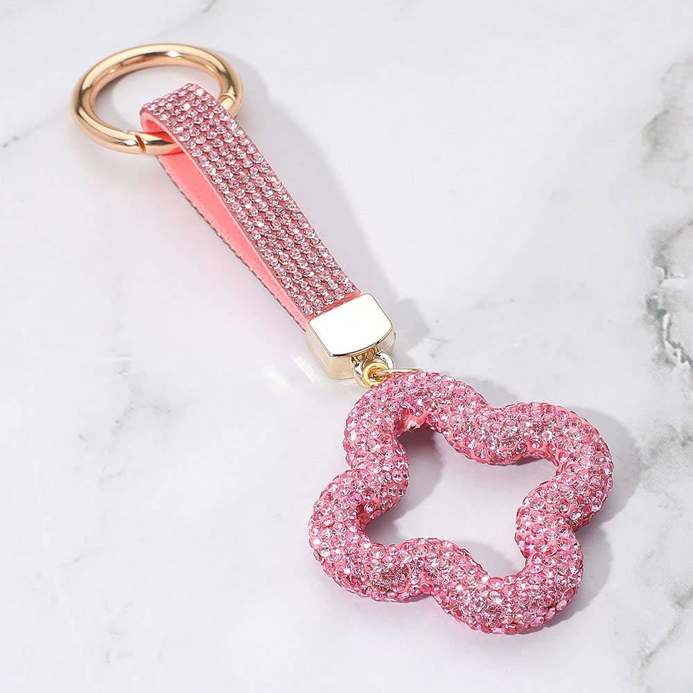 Bling Studded Quatrefoil Keychain / Bag Charm