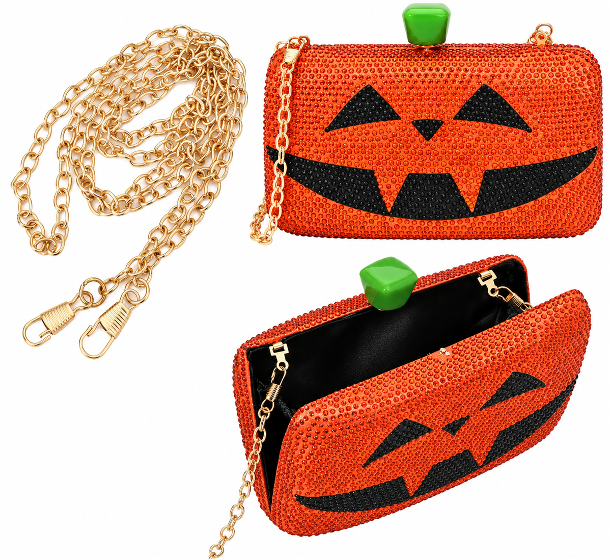 Jack-O'-Lantern Rhinestone Clutch