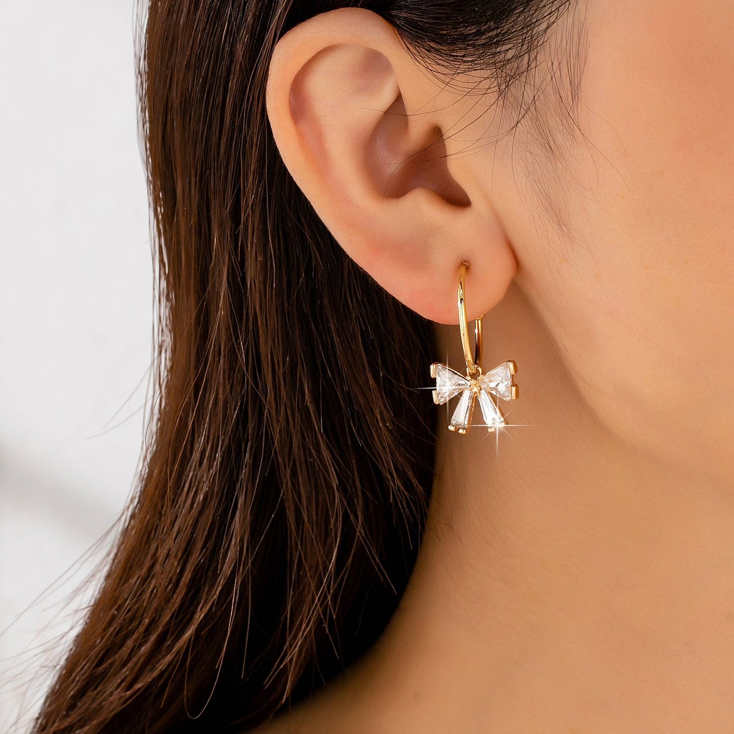 Crystal Bow Hoop Earrings