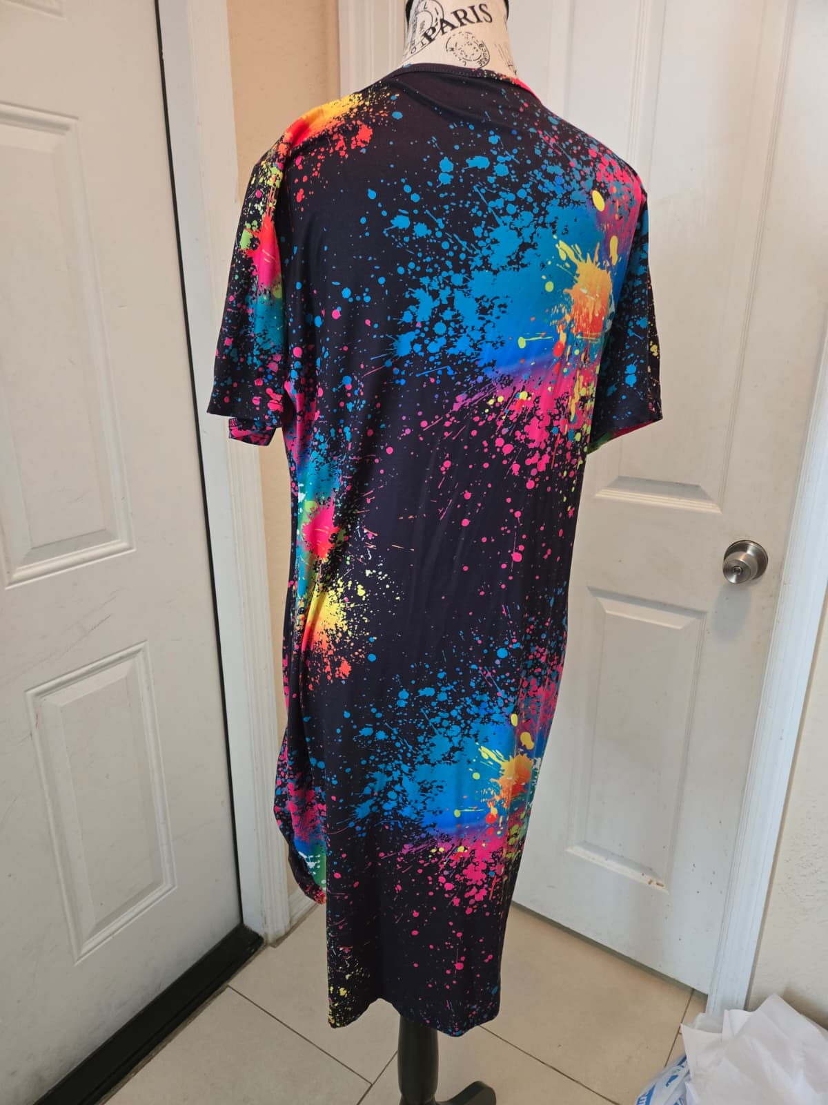 SHEIN Curve Multicolor Paint‑Splatter Dress – Size 1XL