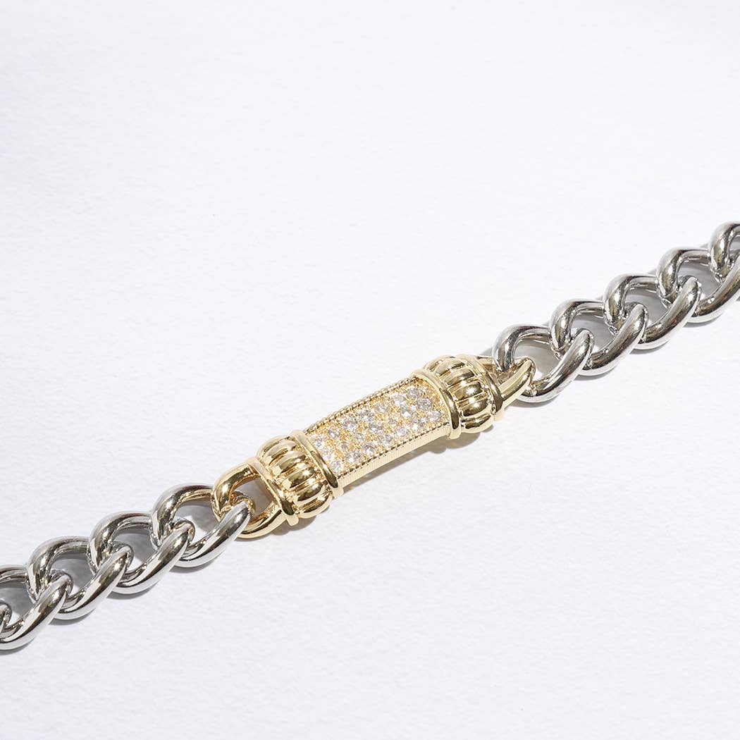 Stone Paved Bar Pointed Chain Magnetic Bracelet