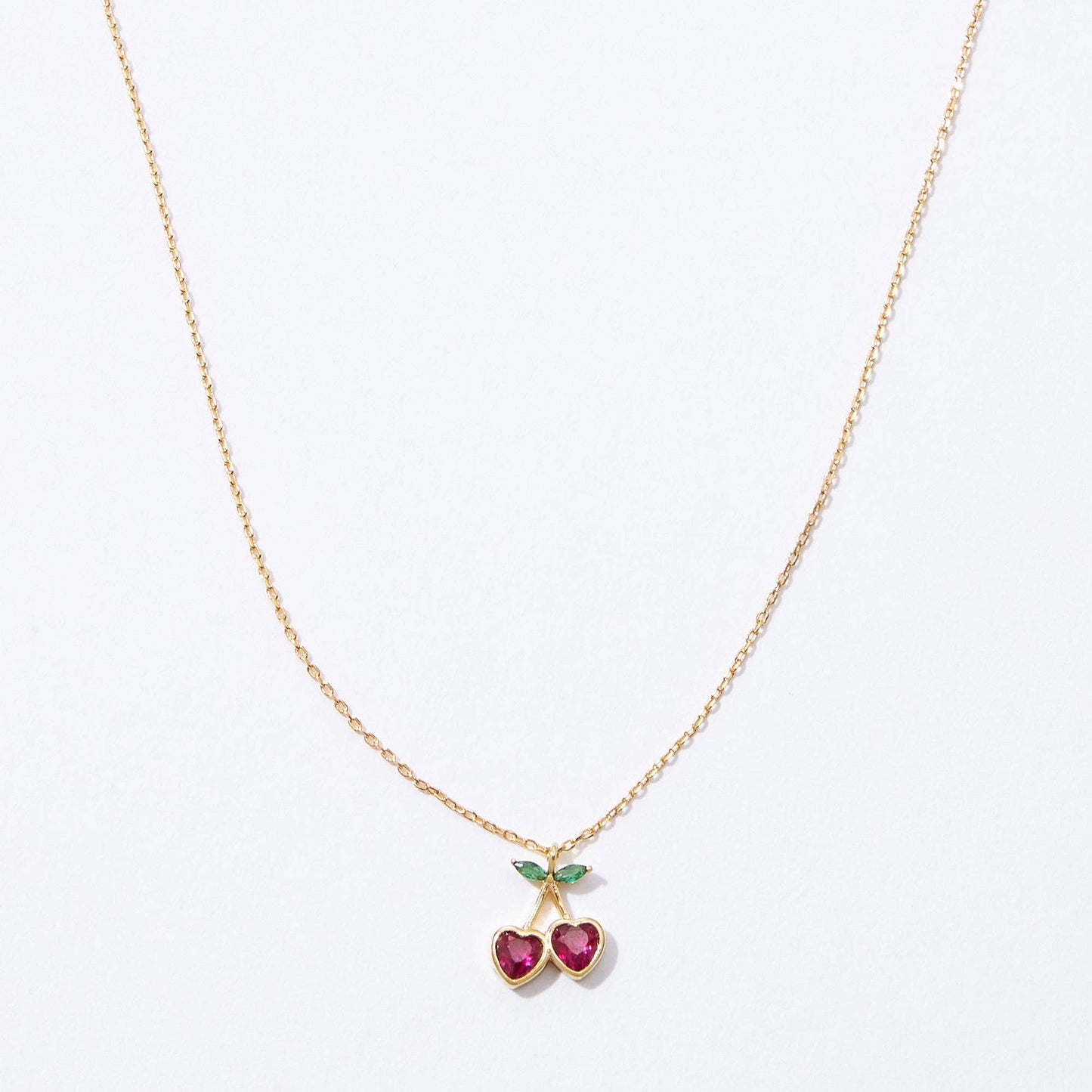 Gold Dipped Heart Cherry Pendant Necklace