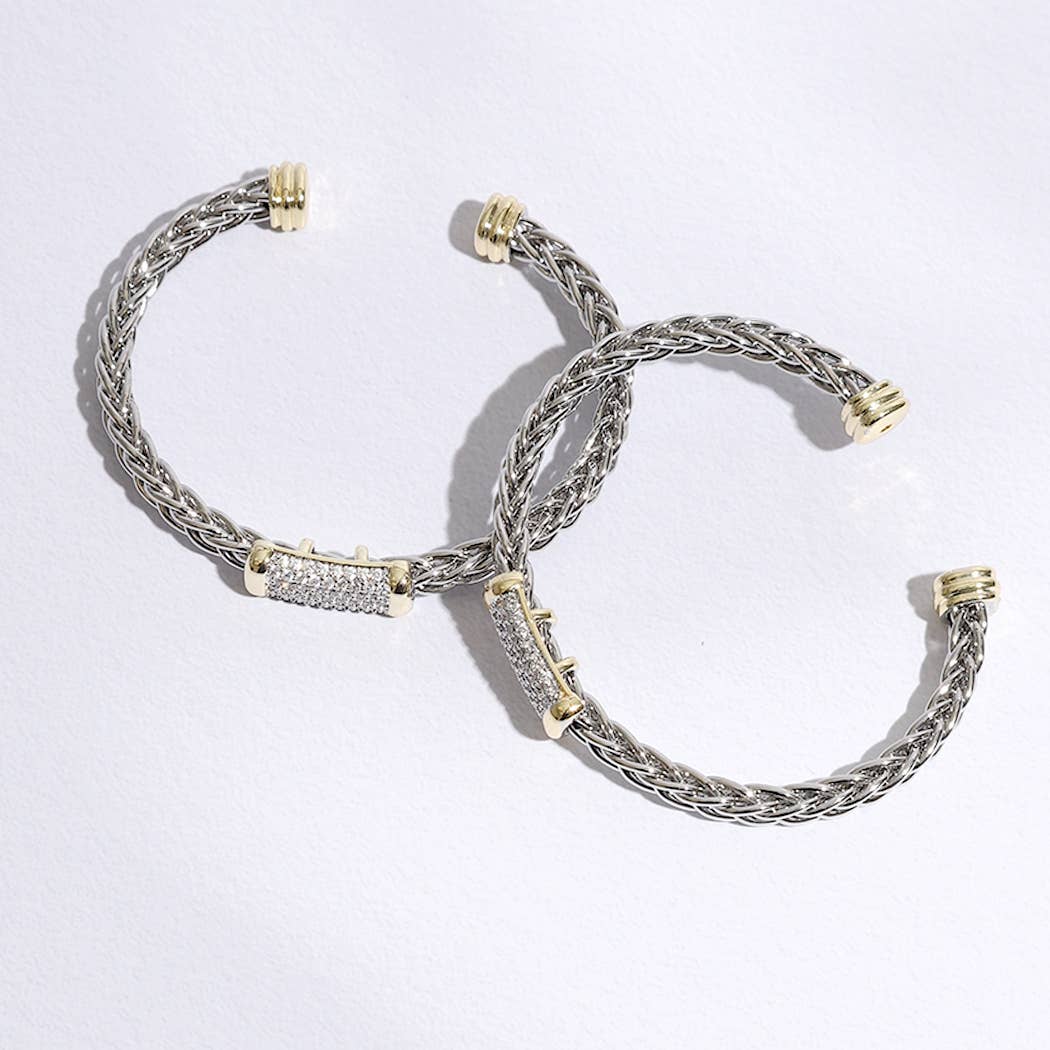 Braided Bangle with Bar Design Bracelet