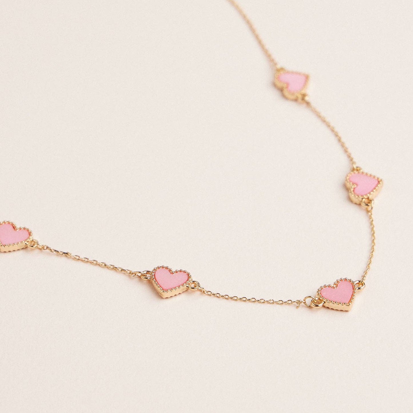 Heart Shaped Station Necklaces Gold Chain Jewelry