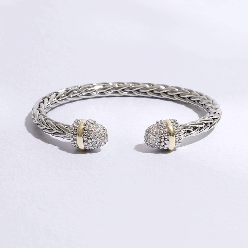 Multi-Toned Round Edge Braided Bangle Bracelet