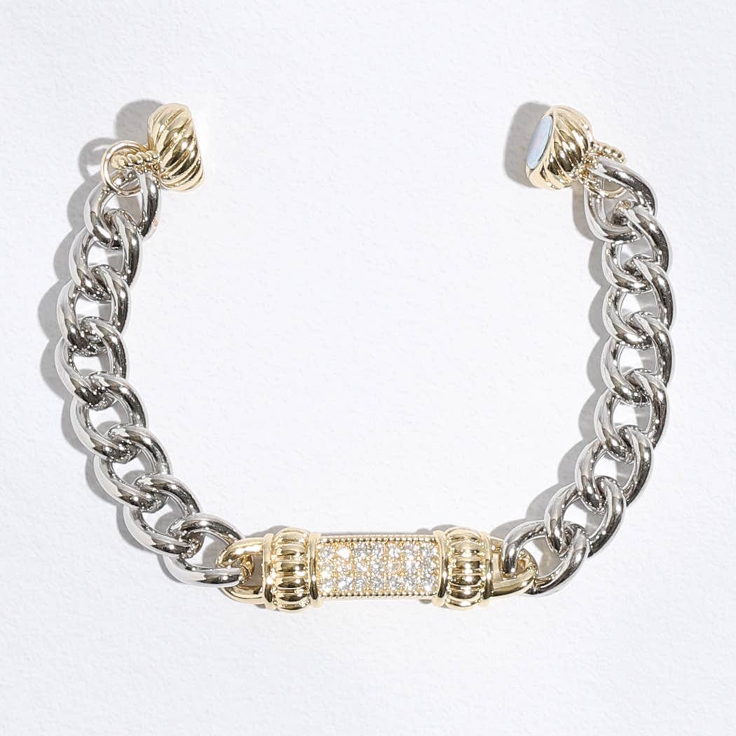 Stone Paved Bar Pointed Chain Magnetic Bracelet