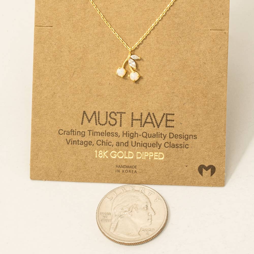 Gold Dipped Opal & Cherry Pendant Necklace