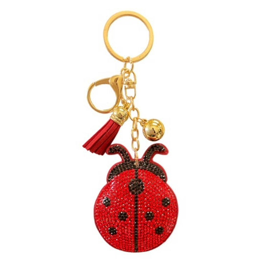 LADYBUG RHINESTONE TASSEL KEYCHAIN