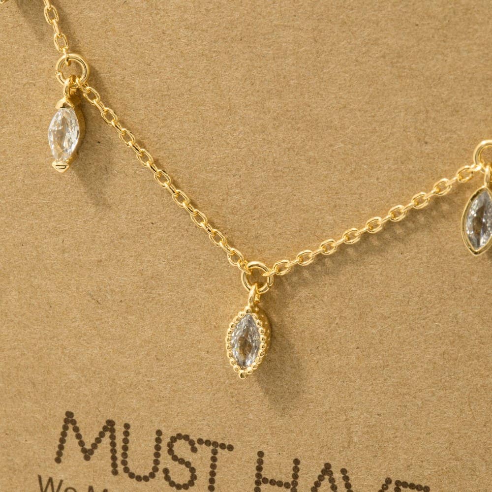 Delicate Rhinestone Station Necklace