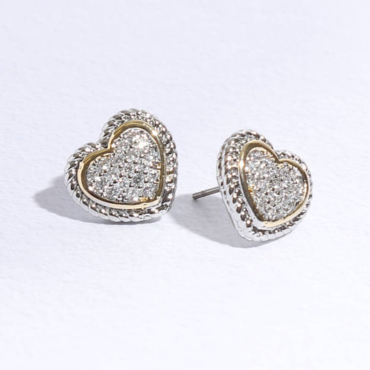 Roped Lining Heart Stud Earrings