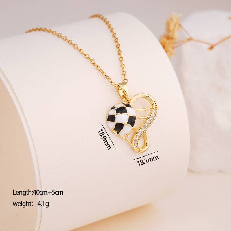 Heart Infinity Soccer Pendant Necklace in Solid Copper