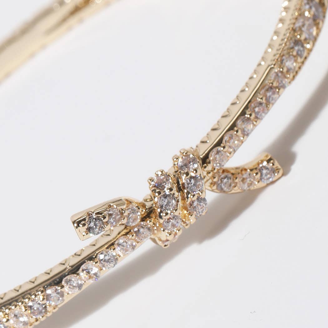 Knotted Design Gold Plated Bangle Bracelet