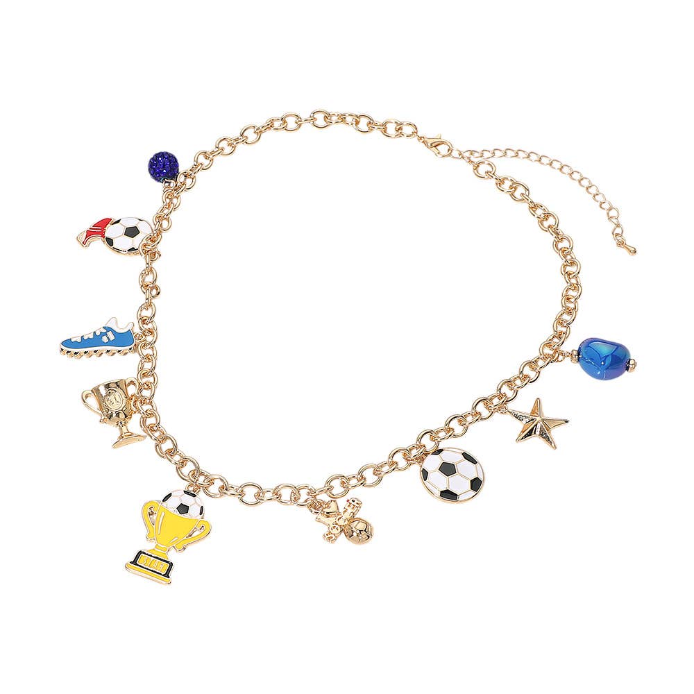 Soccer Theme Charm Station Necklace