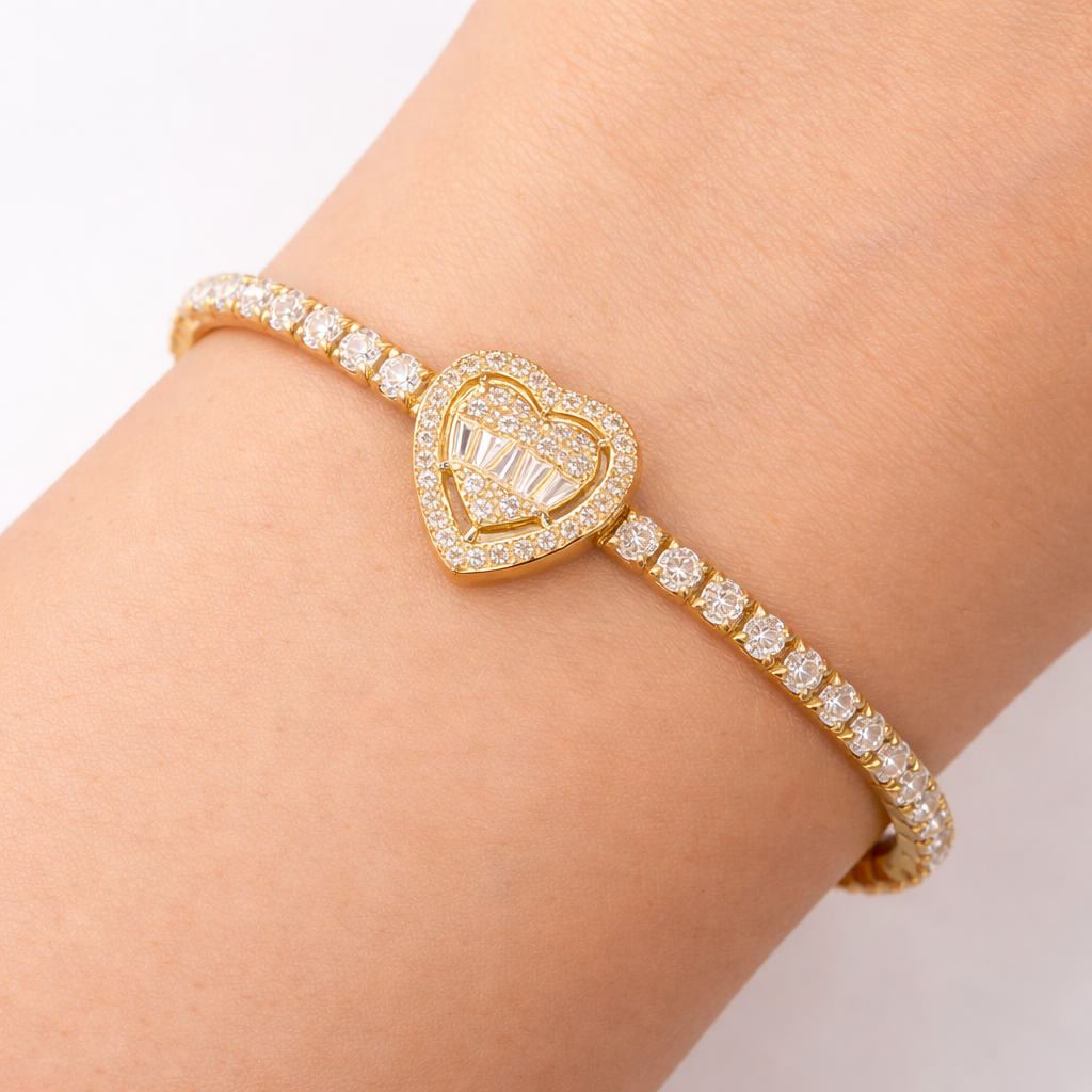 Stainless Steel Heart Bracelet – Gold & Silver